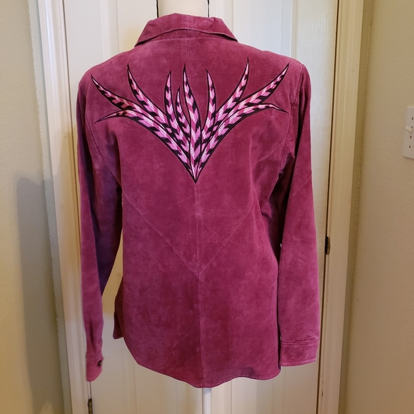 Bob Mackie pink leather jacket Medium - Picture 2 of 10